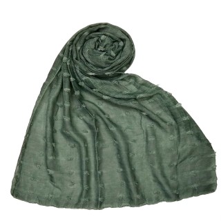 Designer Cotton Checkered Stole - Light Green